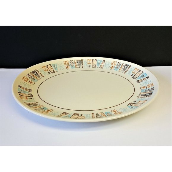 Taylor Smith & Taylor Oval Serving Platter Taylorstone Moderne 13.5" MCM VTG N4 - Picture 3 of 4